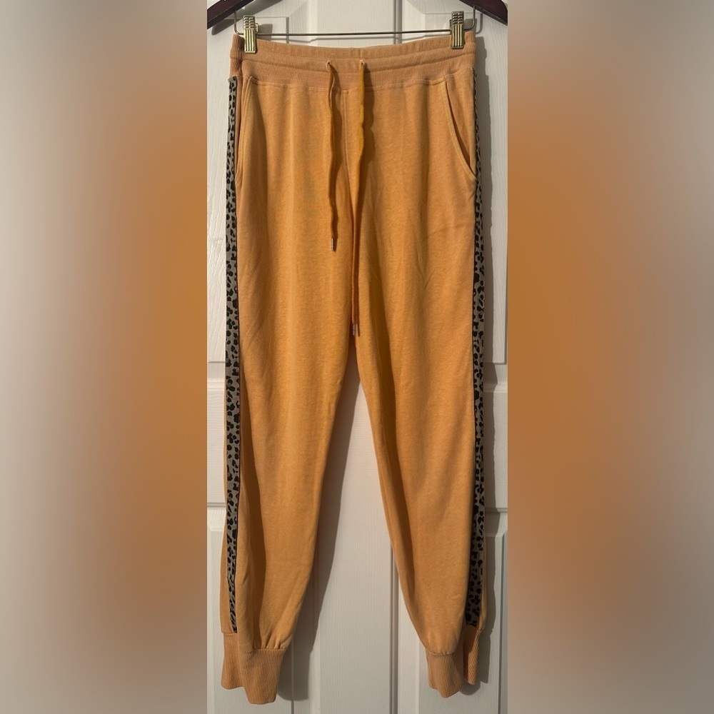 SUNDRY Size XS 0 Gold Joggers Tuxedo Stripes Animal Print Sweatpants Fall Autumn - Picture 3 of 14